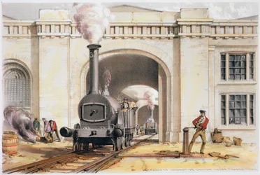Ingresso alla casa delle locomotive, Camden Town, Londra