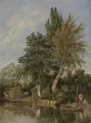 Scena fluviale con ragazzi che fanno il bagno, c.1817
