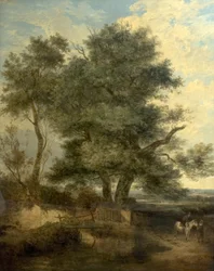 Alberi vicino a un ruscello (Il Salice, un Cavaliere e una Donna su una Strada), c.1818