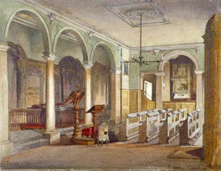 Interno della cappella presso gli ospizi di Emanuel Hospital, Buckingham Gate, Westminster, Londra