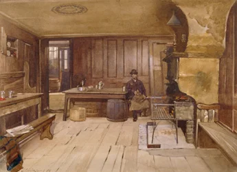 Interno della sala del pub Sieve, Church Street, Minories, Londra