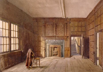Vista interna della stanza di Sir John Spencer a Canonbury House, Islington, Londra, 1887