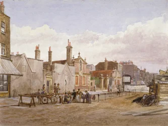 Case di riposo degli Skinners e degli Almshouses della Trinità, Mile End Road, Stepney, Londra, 1883