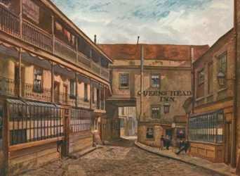 Il cortile della Queens Head Inn, Borough, Southwark, Londra, 1880
