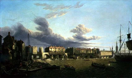 Veduta del Vecchio Ponte di Londra come era nel 1747