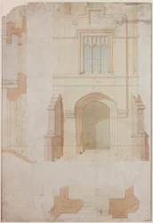 Elevazione, sezione e pianta dell