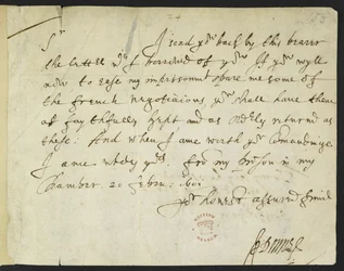 Lettera autografa di John Donne a Sir Robert Cotton, scritta dalla prigione, 20 febbraio 1601