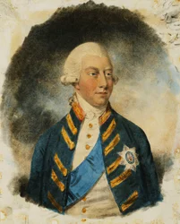 Ritratto di re Giorgio III, piccolo mezzo busto, con uniforme di Windsor e nastro e stella della Giarrettiera, 1787