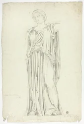 Statua Antica di Donna Drappeggiata in Piedi