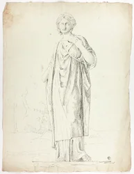 Statua antica di donna drappeggiata in piedi