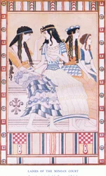 Dame della corte minoica, illustrazione da Myths of Crete and Pre-Hellenic Europe pub. dalla Gresham Publishing Company Limited anni 1920