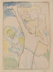 Senza titolo [Figura femminile e colombe]