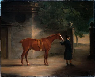 Un cacciatore e un groom in un cortile, 1816