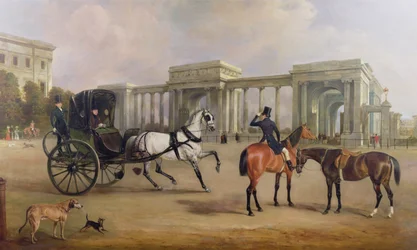 Il signor Massey Stanley con cabriolet e cavalli a Hyde Park Corner, 1833