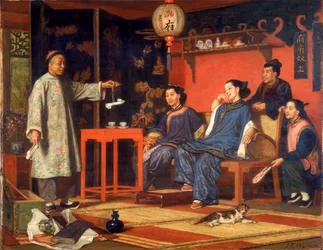 Signore cinesi che guardano curiosità europee, 1868