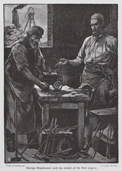 George Stephenson e il modello della sua prima locomotiva