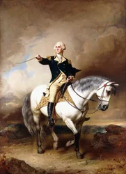 Ritratto di George Washington che prende il saluto a Trenton