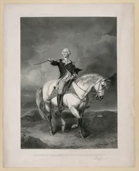 Washington riceve il saluto sul campo di Trenton / John Faed, R.S.A.; Wm. Holl. Pubblicato: New York : Kendall Bank Note Company, [Ca. 1860].