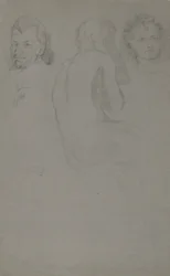 Due studi di ritratto e un nudo maschile, seduto