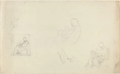Quattro studi di una donna seduta con bambini ai suoi piedi (Schizzi per il monumento a Lady FitzHarris?)