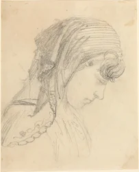 Testa di Donna con Foulard, che Guarda in Basso