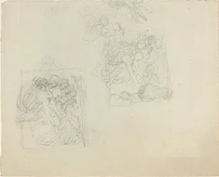 Studi per un monumento con angeli che si protendono verso una figura in preghiera [recto e verso]