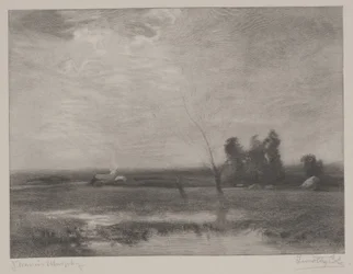 Pomeriggio nelle terre basse, stampa di Timothy Cole (1852-1931)