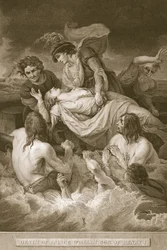 Morte del principe William, figlio di Enrico I, inciso da J. Stow, illustrazione da 