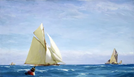 Un grande veliero e una chiatta sul Tamigi, al largo della costa di un porto (circa 1910)