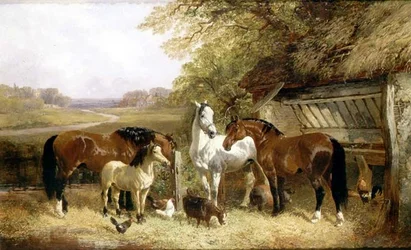 Animali da fattoria in un paesaggio