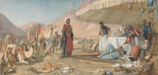 Un accampamento franco nel deserto del Monte Sinai. 1842 - Il convento di Santa Caterina in lontananza
