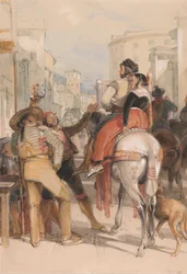 Una scena di strada a Granada nel giorno della corrida