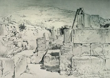 Abside della chiesa del IV secolo sopra il pozzo di Giacobbe a Shechum Nablus, 1902