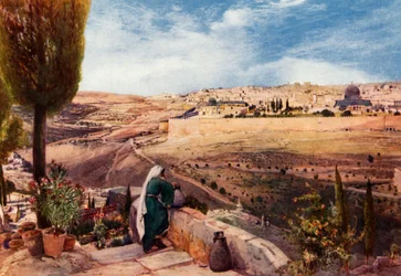 Gerusalemme dal Monte degli Ulivi dove Cristo pianse sulla città, 1902