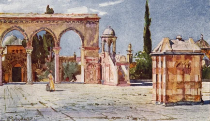 Il pulpito estivo, dal portico sud della Moschea di Omar (Cupola della Roccia)