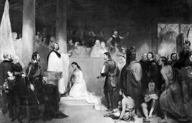 Il battesimo di Pocahontas a Jamestown, Virginia, 1613, 1840