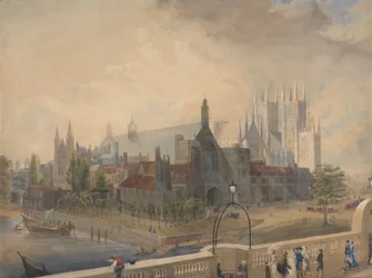 Veduta di Westminster Hall e Abbazia dal Ponte
