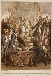 Simon de Montfort e i baroni che chiedono riforme a Enrico III, 1258, inciso da Thomas Bolton