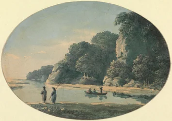 Fiume con pescatori