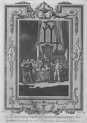 La dissoluzione del Lungo Parlamento, 1653, da Oliver Cromwell, per introdurre il Triennal Ele