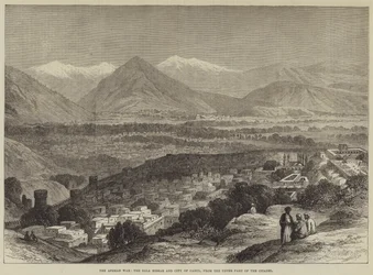 La guerra afgana, il Bala Hissar e la città di Kabul, dalla parte superiore della cittadella