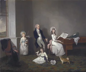 John Richard Comyns di Hylands Essex, con le sue figlie, 1775