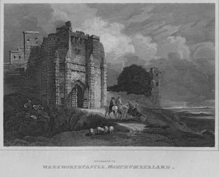 Ingresso al Castello di Warkworth, Northumberland, 1814