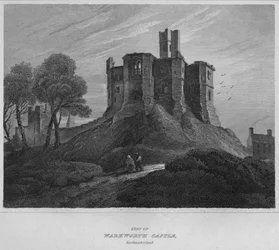 Mastio del castello di Warkworth, Northumberland, 1814