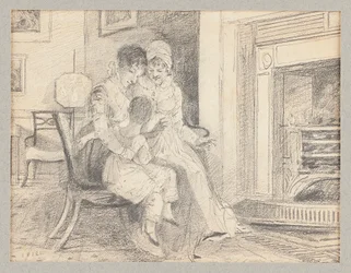 Tre accanto al fuoco, con John W di 3 anni, 1812