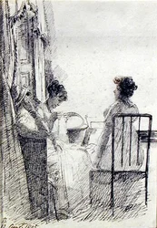 Donne sedute vicino a una finestra