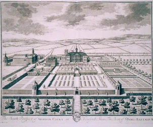 Prospetto sud di Shobdon Court, Herefordshire, la sede di Sir James Bateman