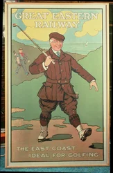 La costa orientale: ideale per il golf. Poster per la Great Eastern Railway