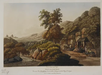 Albero di una miniera di piombo. Vista vicino a Pont Aberglaslyn, Carnarvonshire, verso la Baia di Cardigan, pubblicata nel 1798