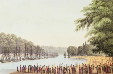 La flotta sul fiume Serpentine, inciso da Matthew Dubourg (fl.1813-20) 1814